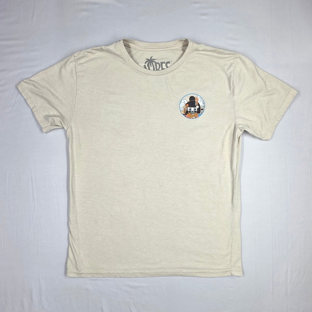 Vibes Tokyo Japan Geisha Skull Graphic T-Shirt Tan Mens Large Short Sleeve Tee